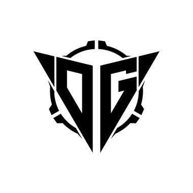OG Oyun Logosu Geometrik modern Üçgen Yuvarlak Scope Sniper Taktik stili tasarımı izole arkaplan, minimal oyun logosu tasarımı, keskin nişancı üçgen logosu logosu harfi.