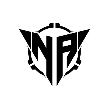 NA Oyun Logosu Geometrik Modern Üçgen Yuvarlak Dürbünlü Keskin Nişancı Taktik Stili Tasarımı izole edilmiş arka plan, minimal oyun logosu tasarımı, keskin nişancı üçgen logosu logosu.