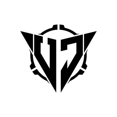 UC Oyun Logosu Geometrik modern Üçgen Yuvarlak Scope Sniper Taktik stili tasarımı izole arkaplan, minimal oyun logo tasarımı, keskin nişancı üçgen logosu logosu harfi.