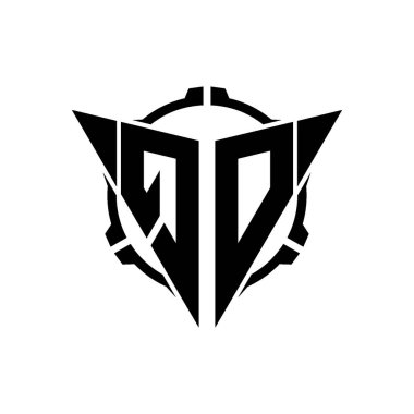 QO Oyun Logosu Geometrik modern Üçgen Yuvarlak Scope Sniper Taktik stili tasarımı izole arkaplan, minimal oyun logo tasarımı, keskin nişancı üçgen logosu logosu harfi.