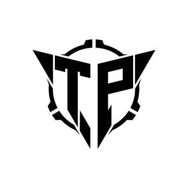 TP Oyun Logosu Geometrik modern Üçgen Yuvarlak Scope Sniper Taktik stili tasarımı izole arkaplan, minimal oyun logo tasarımı, keskin nişancı üçgen logosu logosu harfi.