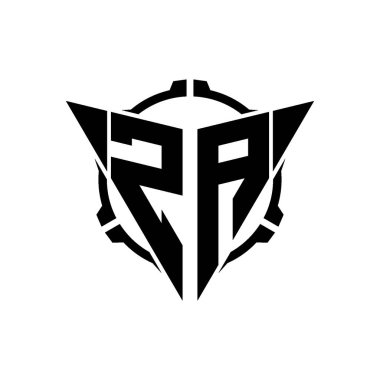 ZA Oyun Logosu Geometrik modern Üçgen Yuvarlak Scope Sniper Taktik stili tasarımı izole arkaplan, minimal oyun logosu tasarımı, keskin nişancı üçgen logosu logosu harfi.