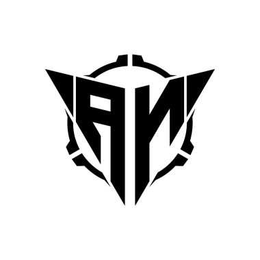 An Oyun Logosu Geometrik Modern Üçgen Yuvarlak Dürbünlü Keskin Nişancı Taktik Stili tasarımı izole arkaplan, minimal oyun logosu tasarımı, keskin nişancı üçgen logosu logosu.