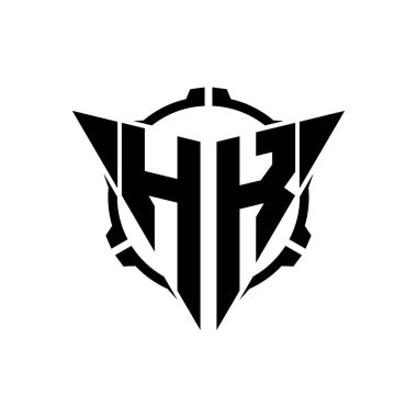 HK Oyun Logosu Geometrik modern Üçgen Yuvarlak Scope Sniper Taktik stili tasarımı izole arkaplan, minimal oyun logosu tasarımı, keskin nişancı üçgen logosu logosu harfi.