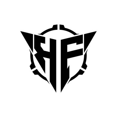 KF Oyun Logosu Geometrik modern Üçgen Yuvarlak Scope Sniper Taktik stili tasarımı izole arkaplan, minimal oyun logosu tasarımı, keskin nişancı üçgen logosu logosu harfi.