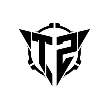 TZ Oyun Logosu Geometrik modern Üçgen Yuvarlak Scope Sniper Taktik stili tasarımı izole arkaplan, minimal oyun logo tasarımı, keskin nişancı üçgen logosu logosu harfi.