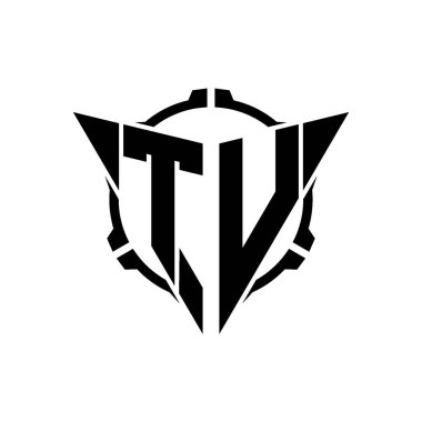 TV Oyun Logosu Geometrik modern Üçgen Yuvarlak Dürbünlü Keskin Nişancı Taktik Stili tasarımı izole arkaplan, minimal oyun logosu tasarımı, keskin nişancı üçgen logosu logosu.