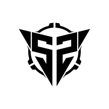 SZ Oyun Logosu Geometrik modern Üçgen Yuvarlak Scope Sniper Taktik stili tasarımı izole arkaplan, minimal oyun logosu tasarımı, keskin nişancı üçgen logosu logosu harfi.