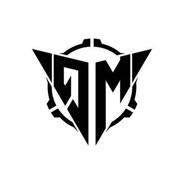 QM Oyun Logosu Geometrik modern Üçgen Yuvarlak Scope Sniper Taktik stili tasarımı izole arkaplan, minimal oyun logosu tasarımı, keskin nişancı üçgen logosu logosu harfi.