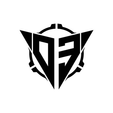 OE Oyun Logosu Geometrik modern Üçgen Yuvarlak Scope Sniper Taktik stili tasarımı izole arkaplan, minimalist oyun logo tasarımı, keskin nişancı üçgen logosu logosu harfi.