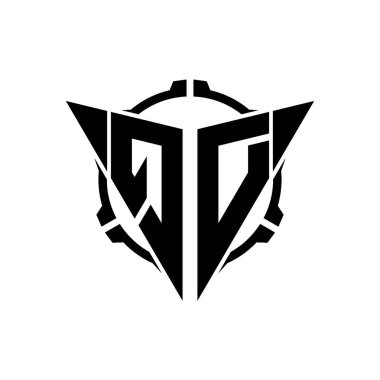 QD Oyun Logosu Geometrik modern Üçgen Yuvarlak Scope Sniper Taktik stili tasarımı izole arkaplan, minimal oyun logosu tasarımı, keskin nişancı üçgen logosu logosu harfi.