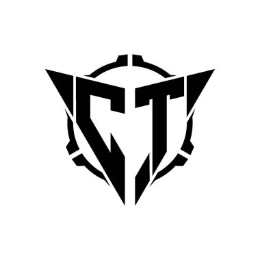 Tomografi Oyun Logosu Geometrik modern Üçgen Yuvarlak Dürbünlü Keskin Nişancı Taktik Stili Tasarımı izole arka planda, minimal oyun logosu tasarımı, keskin nişancı üçgen logosu logosu.