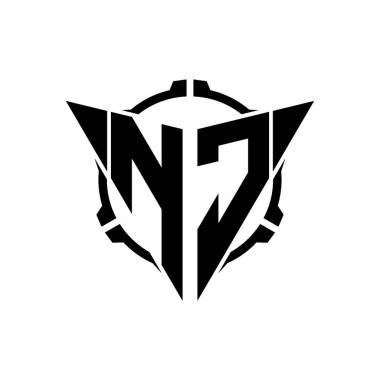 NC Oyun Logosu Geometrik modern Üçgen Yuvarlak Scope Sniper Taktik stili tasarımı izole arkaplan, minimal oyun logosu tasarımı, keskin nişancı üçgen logosu logosu harfi.