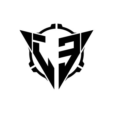 JE Oyun Logosu Geometrik modern Üçgen Yuvarlak Scope Sniper Taktik stili tasarımı izole arkaplan, minimalist oyun logosu tasarımı, keskin nişancı üçgen logosu logosu harfi.