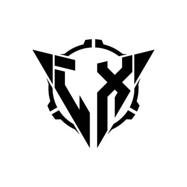 JX Oyun Logosu Geometrik modern Üçgen Yuvarlak Scope Sniper Taktik stili tasarımı izole arkaplan, minimal oyun logo tasarımı, keskin nişancı üçgen logosu logosu harfi.