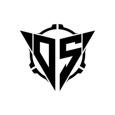 OS Oyun Logosu Geometrik modern Üçgen Yuvarlak Scope Sniper Taktik stili tasarımı izole arkaplan, minimal oyun logosu tasarımı, keskin nişancı üçgen logosu logosu harfi.