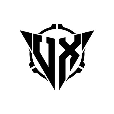 UX Oyun Logosu Geometrik modern Üçgen Yuvarlak Scope Sniper Taktik stili tasarımı izole arkaplan, minimal oyun logo tasarımı, keskin nişancı üçgen logosu logosu harfi.