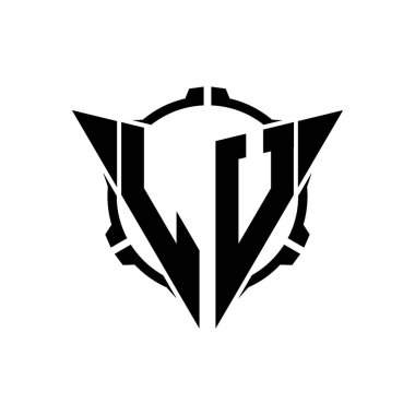 LU Oyun Logosu Geometrik modern Üçgen Yuvarlak Scope Sniper Taktik stili tasarımı izole arkaplan, minimal oyun logosu tasarımı, keskin nişancı üçgen logosu logosu harfi.