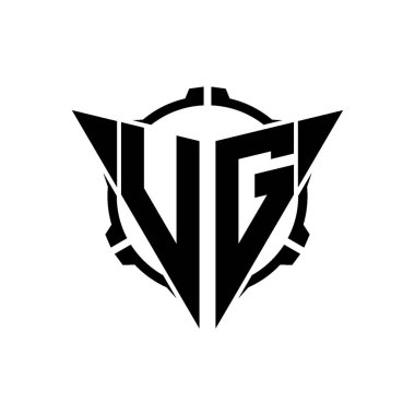 VG Oyun Logosu Geometrik modern Üçgen Yuvarlak Scope Sniper Taktik stili tasarımı izole arkaplan, minimal oyun logo tasarımı, keskin nişancı üçgen logosu logosu harfi.