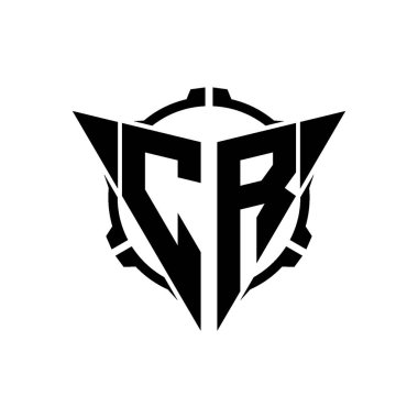 CR Oyun Logosu Geometrik modern Üçgen Yuvarlak Scope Sniper Taktik stili tasarımı izole arkaplan, minimal oyun logo tasarımı, keskin nişancı üçgen logosu logosu harfi.