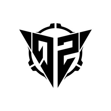 QZ Oyun Logosu Geometrik modern Üçgen Yuvarlak Scope Sniper Taktik stili tasarımı izole arkaplan, minimal oyun logo tasarımı, keskin nişancı üçgen logosu logosu harfi.