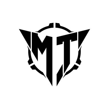 MT Oyun Logosu Geometrik modern Üçgen Yuvarlak Scope Sniper Taktik stili tasarımı izole arkaplan, minimal oyun logo tasarımı, keskin nişancı üçgen logosu logosu harfi.