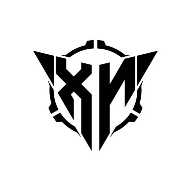 XN Oyun Logosu Geometrik modern Üçgen Yuvarlak Scope Sniper Taktik stili tasarımı izole arkaplan, minimal oyun logosu tasarımı, keskin nişancı üçgen logosu logosu harfi.