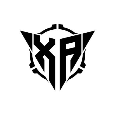 XA Oyun Logosu Geometrik Modern Üçgen Yuvarlak Skop Keskin Nişancı Taktik Stili tasarımı izole arkaplan, minimal oyun logo tasarımı, keskin nişancı üçgen logosu logosu harfi.