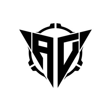 AD Oyun Logosu Geometrik modern Üçgen Yuvarlak Dürbünlü Keskin Nişancı Taktik Stili tasarımı izole arkaplan, minimal oyun logosu tasarımı, keskin nişancı üçgen logosu logosu.