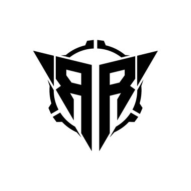 RR Oyun Logosu Geometrik modern Üçgen Yuvarlak Scope Sniper Taktik stili tasarımı izole arkaplan, minimal oyun logo tasarımı, keskin nişancı üçgen logosu logosu harfi.