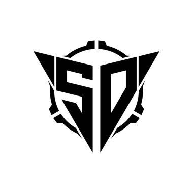 So Oyun Logosu Geometrik Modern Üçgen Yuvarlak Dürbünlü Keskin Nişancı Taktik Stili tasarımı izole arka planda, minimal oyun logosu tasarımı, keskin nişancı üçgen logosu logosu.