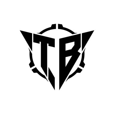 TB Oyun Logosu Geometrik modern Üçgen Yuvarlak Scope Sniper Taktik stili tasarımı izole arkaplan, minimal oyun logosu tasarımı, keskin nişancı üçgen logosu logosu harfi.