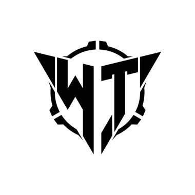WT Oyun Logosu Geometrik modern Üçgen Yuvarlak Scope Sniper Taktik stili tasarımı izole arkaplan, minimal oyun logo tasarımı, keskin nişancı üçgen logosu logosu harfi.