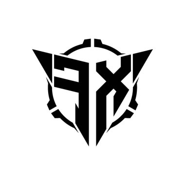 FX Oyun Logosu Geometrik modern Üçgen Yuvarlak Scope Sniper Taktik stili tasarımı izole arkaplan, minimal oyun logosu tasarımı, keskin nişancı üçgen logosu logosu harfi.