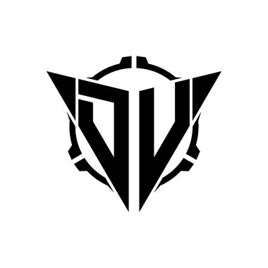 DV Oyun Logosu Geometrik modern Üçgen Yuvarlak Scope Sniper Taktik stili tasarımı izole arkaplan, minimal oyun logosu tasarımı, keskin nişancı üçgen logosu logosu harfi.