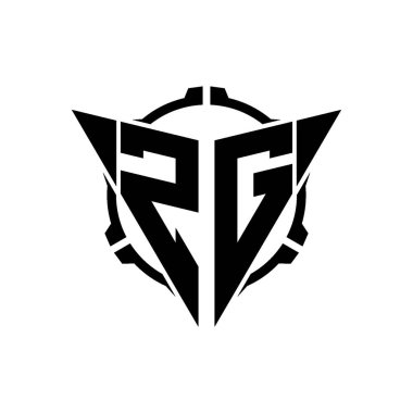 ZG Oyun Logosu Geometrik Modern Üçgen Yuvarlak Scope Sniper Taktik Stil Tasarımı izole arkaplan, minimal oyun logo tasarımı, keskin nişancı üçgen logo harfi.