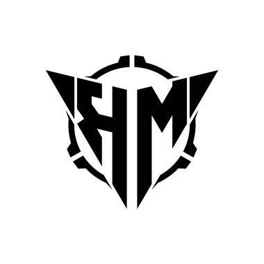 KM Oyun Logosu Geometrik modern Üçgen Yuvarlak Dürbünlü Keskin Nişancı Taktik Stili tasarımı izole arkaplan, minimal oyun logosu tasarımı, keskin nişancı üçgen logosu logosu.