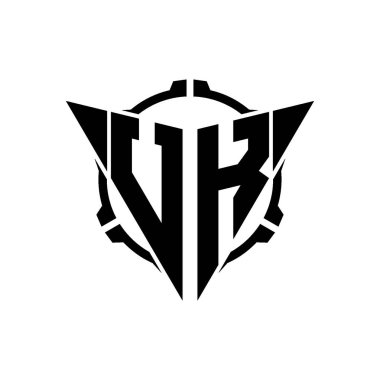 Birleşik Krallık Oyun Logosu Geometrik modern Üçgen Yuvarlak Scope Sniper Taktik stili tasarımı izole arkaplan, minimal oyun logosu tasarımı, keskin nişancı üçgen logosu logosu.