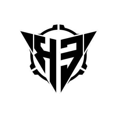 KE Oyun Logosu Geometrik modern Üçgen Yuvarlak Dürbünlü Keskin Nişancı Taktik Stili tasarımı izole arkaplan, minimal oyun logosu tasarımı, keskin nişancı üçgen logo logosu harfi.