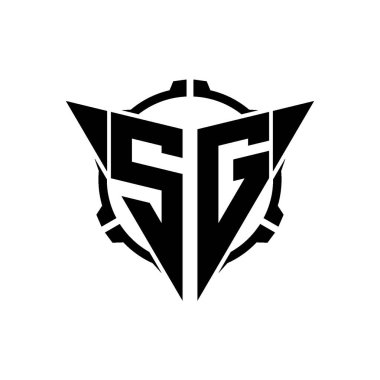 SG Oyun Logosu Geometrik modern Üçgen Yuvarlak Scope Sniper Taktik stili tasarımı izole arkaplan, minimal oyun logosu tasarımı, keskin nişancı üçgen logosu logosu harfi.