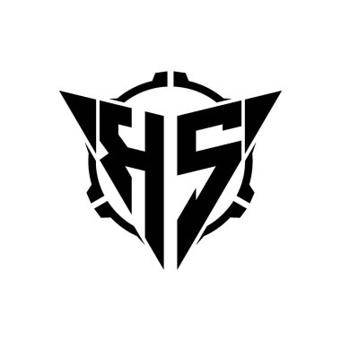KS Oyun Logosu Geometrik modern Üçgen Yuvarlak Dürbünlü Keskin Nişancı Taktik Stili tasarımı izole arkaplan, minimal oyun logosu tasarımı, keskin nişancı üçgen logosu logosu harfi.