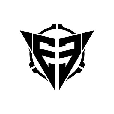 EE Oyun Logosu Geometrik modern Üçgen Yuvarlak Scope Sniper Taktik stili tasarımı izole arkaplan, minimalist oyun logosu tasarımı, keskin nişancı üçgen logosu logosu harfi.