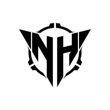 NH Oyun Logosu Geometrik modern Üçgen Yuvarlak Scope Sniper Taktik stili tasarımı izole arkaplan, minimalist oyun logosu tasarımı, keskin nişancı üçgen logosu logosu harfi.