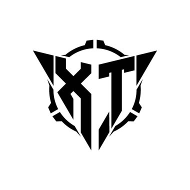 XT Oyun Logosu Geometrik modern Üçgen Yuvarlak Scope Sniper Taktik stili tasarımı izole arkaplan, minimal oyun logo tasarımı, keskin nişancı üçgen logosu logosu harfi.