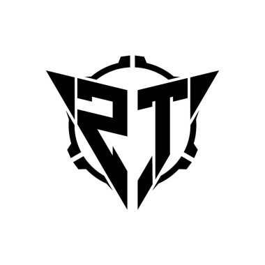 ZT Oyun Logosu Geometrik modern Üçgen Yuvarlak Scope Sniper Taktik stili tasarımı izole arkaplan, minimal oyun logo tasarımı, keskin nişancı üçgen logosu logosu harfi.
