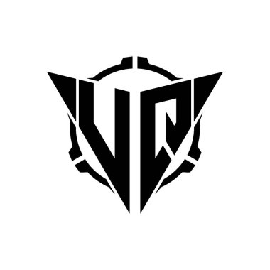 VQ Oyun Logosu Geometrik modern Üçgen Yuvarlak Scope Sniper Taktik stili tasarımı izole arkaplan, minimal oyun logo tasarımı, keskin nişancı üçgen logosu logosu harfi.