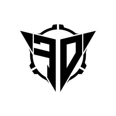 Fo Oyun Logosu Geometrik modern Üçgen Yuvarlak Dürbünlü Keskin Nişancı Taktik Stili tasarımı izole arkaplan, minimal oyun logosu tasarımı, keskin nişancı üçgeni logosu logosu.