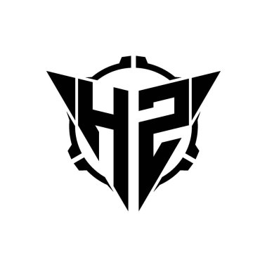 HZ Oyun Logosu Geometrik modern Üçgen Yuvarlak Scope Sniper Taktik stili tasarımı izole arkaplan, minimal oyun logo tasarımı, keskin nişancı üçgen logosu logosu harfi.
