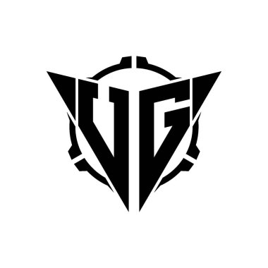 UG Oyun Logosu Geometrik modern Üçgen Yuvarlak Scope Sniper Taktik stili tasarımı izole arkaplan, minimalist oyun logosu tasarımı, keskin nişancı üçgen logosu logosu harfi.