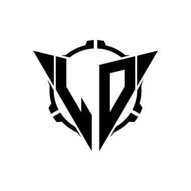 LO Oyun Logosu Geometrik modern Üçgen Yuvarlak Scope Sniper Taktik stili tasarımı izole arkaplan, minimal oyun logosu tasarımı, keskin nişancı üçgen logosu logosu harfi.